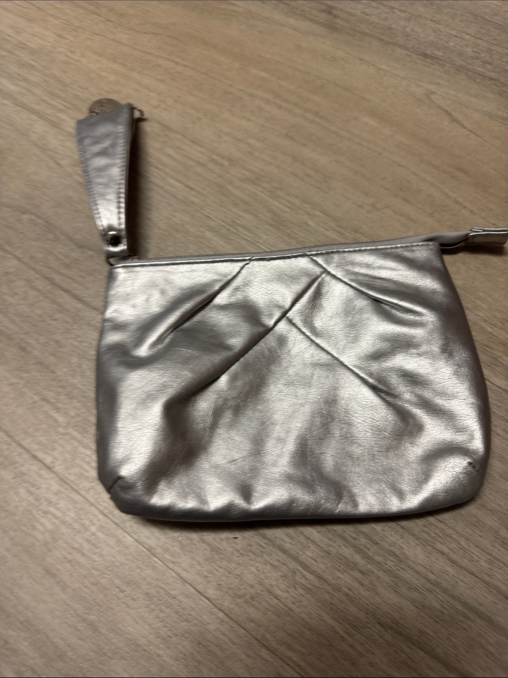 Lulu Silver Metallic Wristlet Clutch